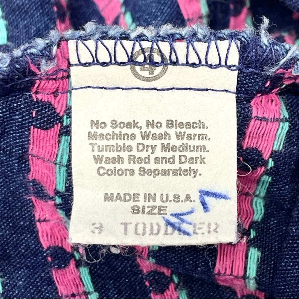 OshKosh B'Gosh Vintage Vestbak Overalls Floral Denim Blue Size 3T Union Made USA - Picture 10 of 11